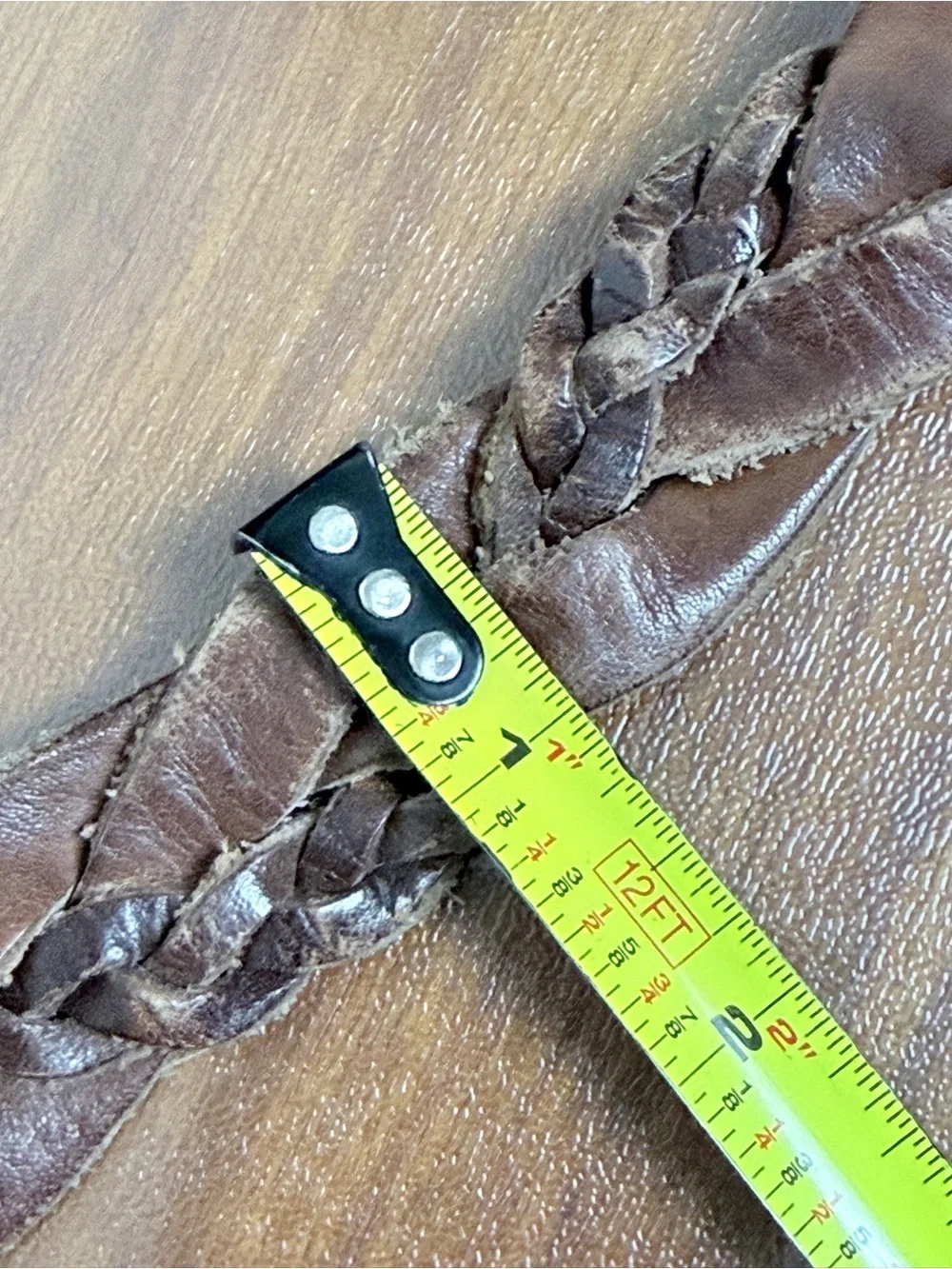 Abercrombie & Fitch Men’s Braided Brown Leather Belt Silver Buckle M/L